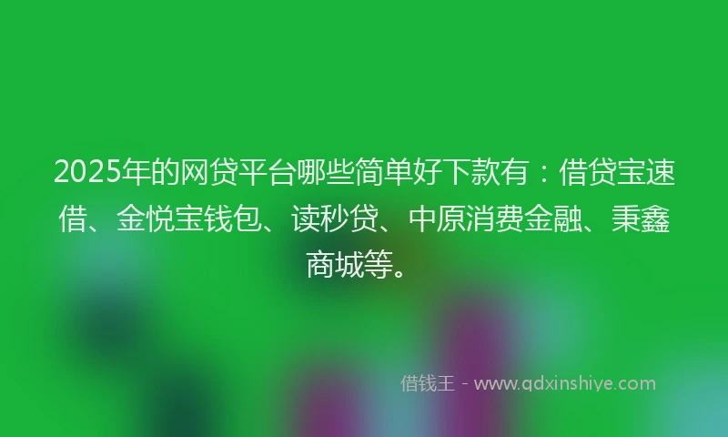 2025年的网贷平台哪些简单好下款有：借贷宝速借、金悦宝钱包、读秒贷、中原消费金融、秉鑫商城等。