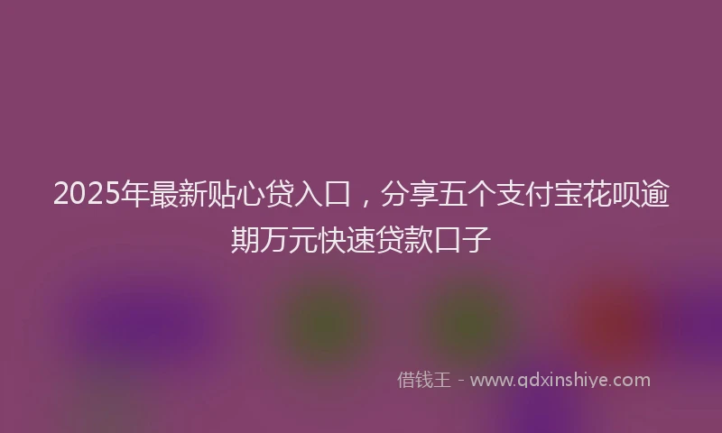 2025年最新贴心贷入口，分享五个支付宝花呗逾期万元快速贷款口子
