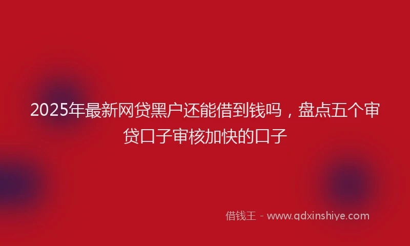 2025年最新网贷黑户还能借到钱吗，盘点五个审贷口子审核加快的口子
