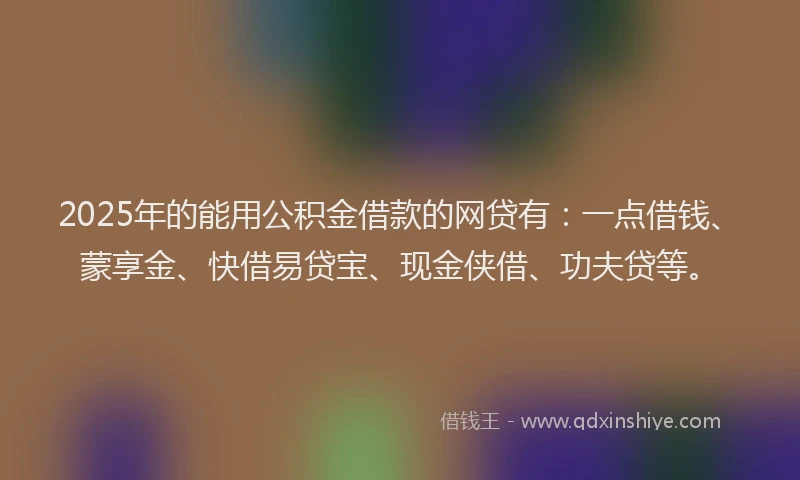 2025年的能用公积金借款的网贷有：一点借钱、蒙享金、快借易贷宝、现金侠借、功夫贷等。