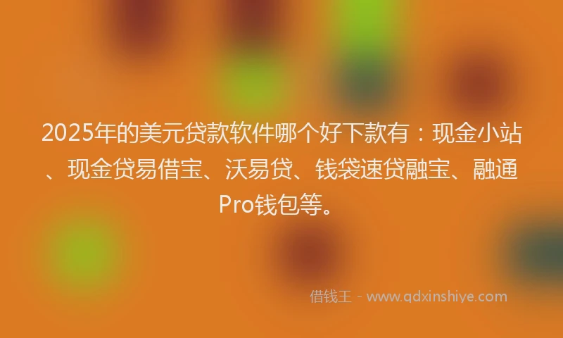 2025年的美元贷款软件哪个好下款有：现金小站、现金贷易借宝、沃易贷、钱袋速贷融宝、融通Pro钱包等。