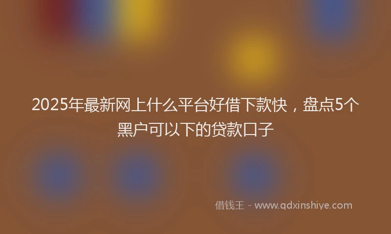 2025年最新网上什么平台好借下款快，盘点5个黑户可以下的贷款口子