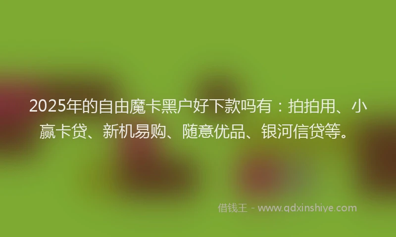 2025年的自由魔卡黑户好下款吗有：拍拍用、小赢卡贷、新机易购、随意优品、银河信贷等。