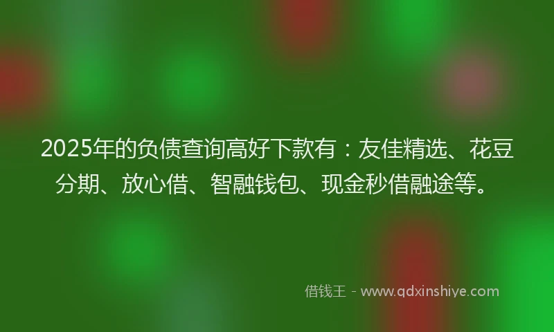 2025年的负债查询高好下款有：友佳精选、花豆分期、放心借、智融钱包、现金秒借融途等。