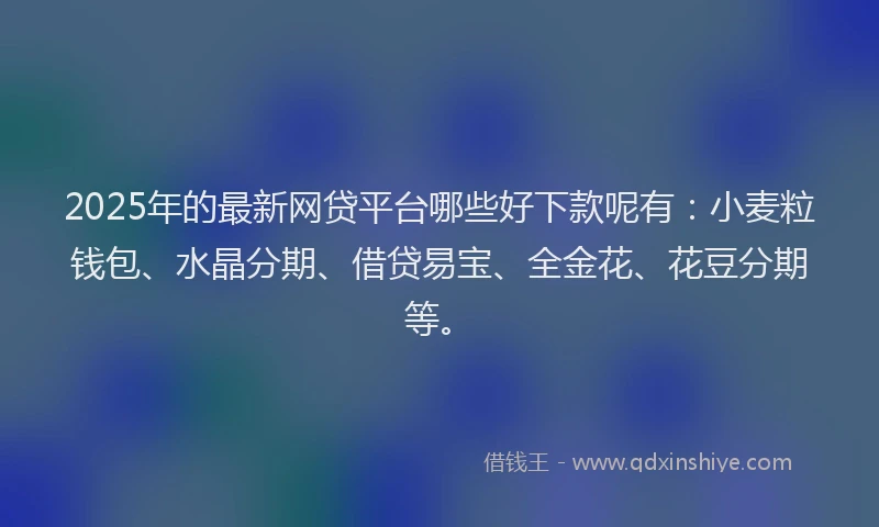 2025年的最新网贷平台哪些好下款呢有：小麦粒钱包、水晶分期、借贷易宝、全金花、花豆分期等。