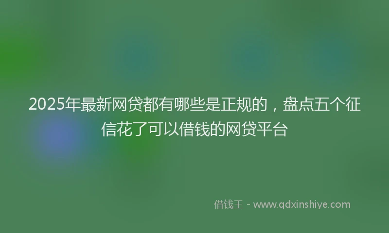 2025年最新网贷都有哪些是正规的，盘点五个征信花了可以借钱的网贷平台