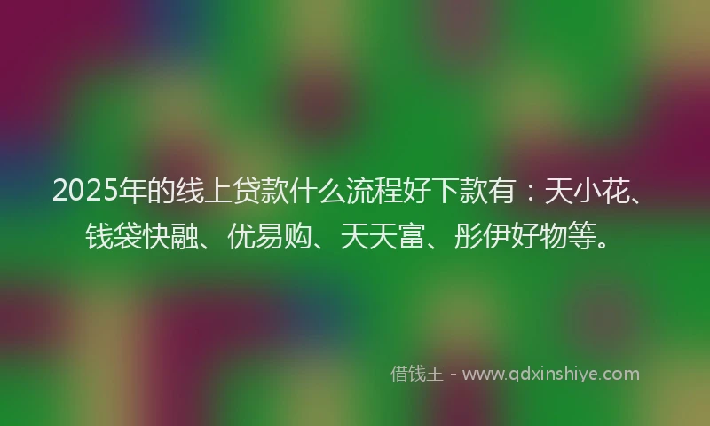 2025年的线上贷款什么流程好下款有：天小花、钱袋快融、优易购、天天富、彤伊好物等。