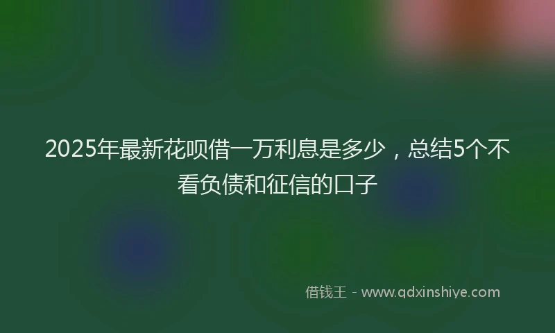 2025年最新花呗借一万利息是多少，总结5个不看负债和征信的口子