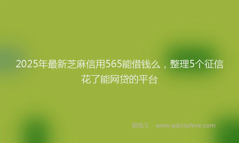 2025年最新芝麻信用565能借钱么，整理5个征信花了能网贷的平台