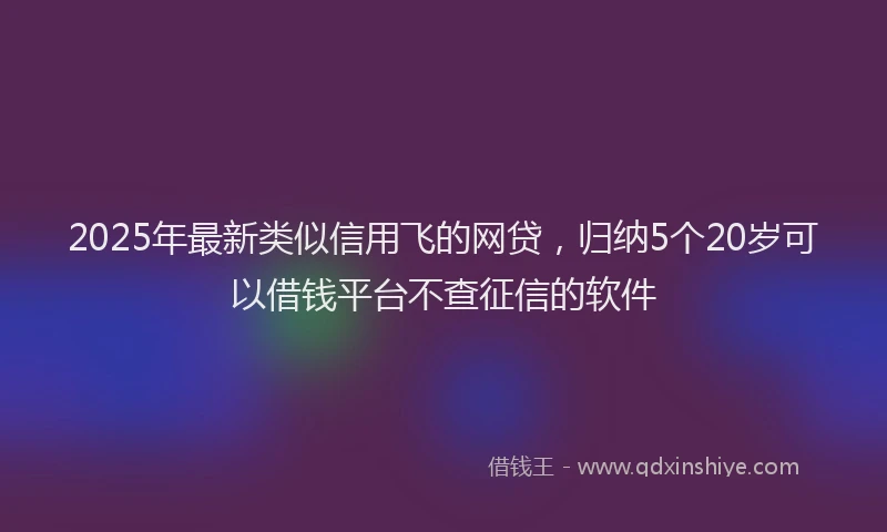 2025年最新类似信用飞的网贷，归纳5个20岁可以借钱平台不查征信的软件