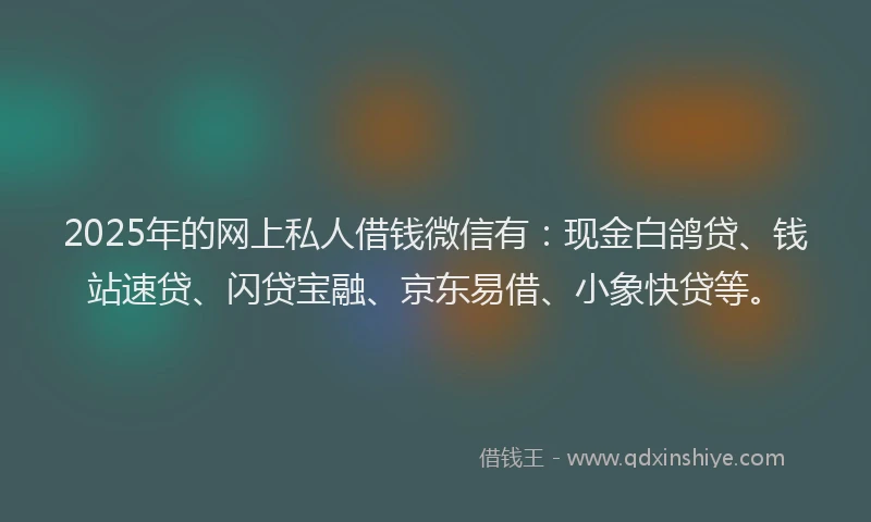2025年的网上私人借钱微信有：现金白鸽贷、钱站速贷、闪贷宝融、京东易借、小象快贷等。