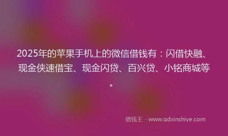 2025年的苹果手机上的微信借钱有：闪借快融、现金侠速借宝、现金闪贷、百兴贷、小铭商城等。