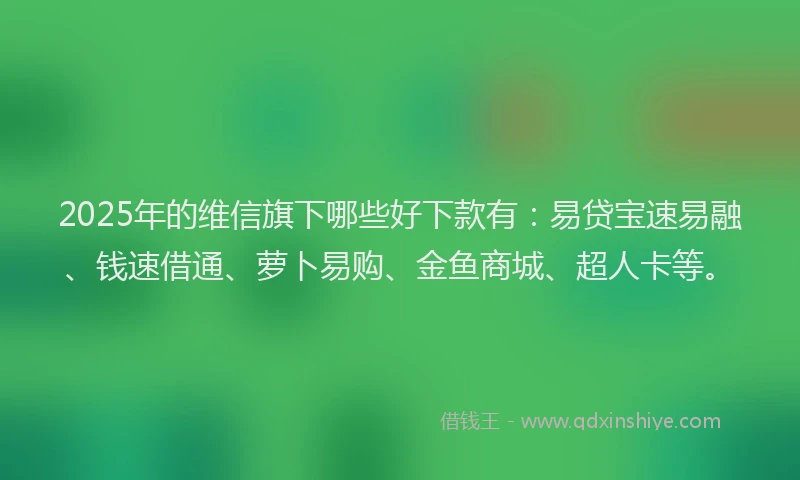 2025年的维信旗下哪些好下款有：易贷宝速易融、钱速借通、萝卜易购、金鱼商城、超人卡等。