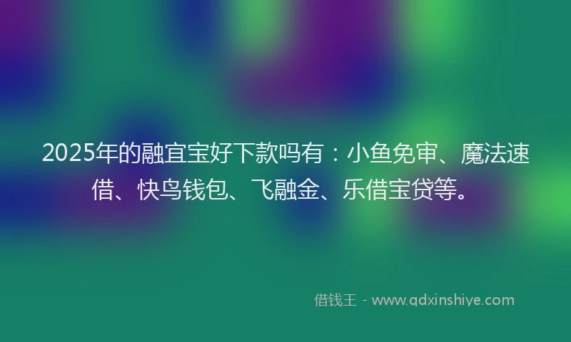 2025年的融宜宝好下款吗有：小鱼免审、魔法速借、快鸟钱包、飞融金、乐借宝贷等。