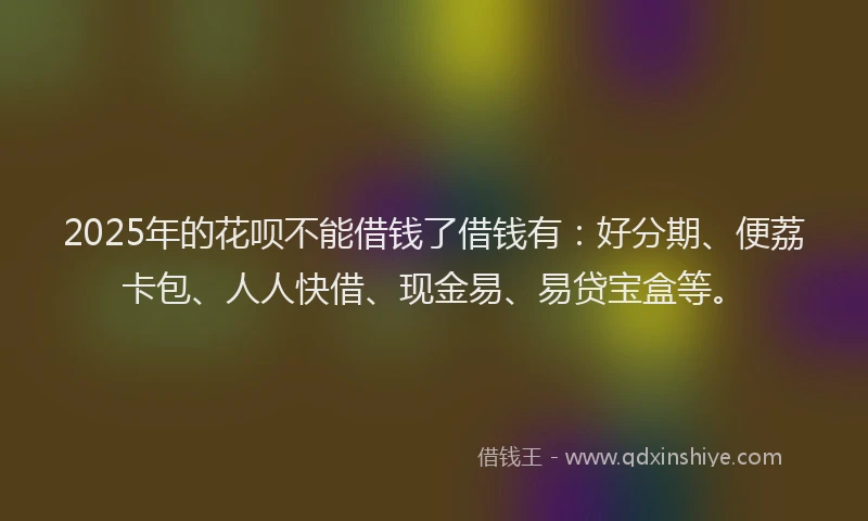 2025年的花呗不能借钱了借钱有：好分期、便荔卡包、人人快借、现金易、易贷宝盒等。