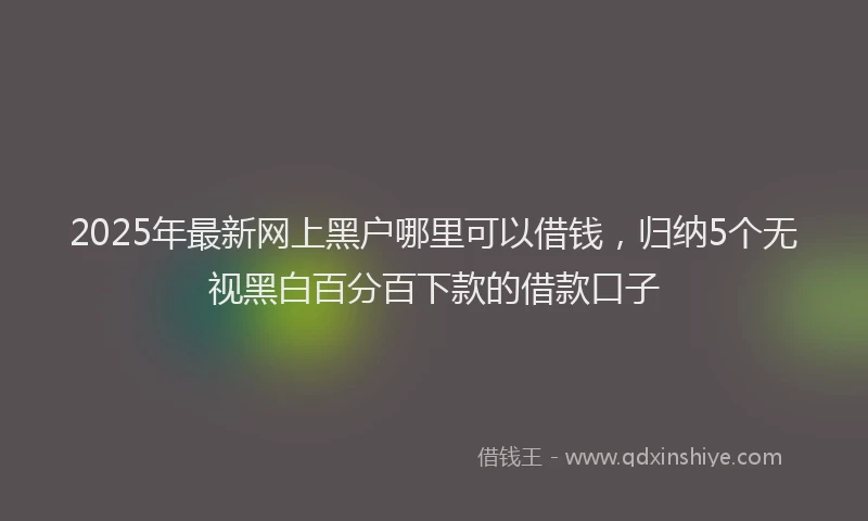 2025年最新网上黑户哪里可以借钱，归纳5个无视黑白百分百下款的借款口子