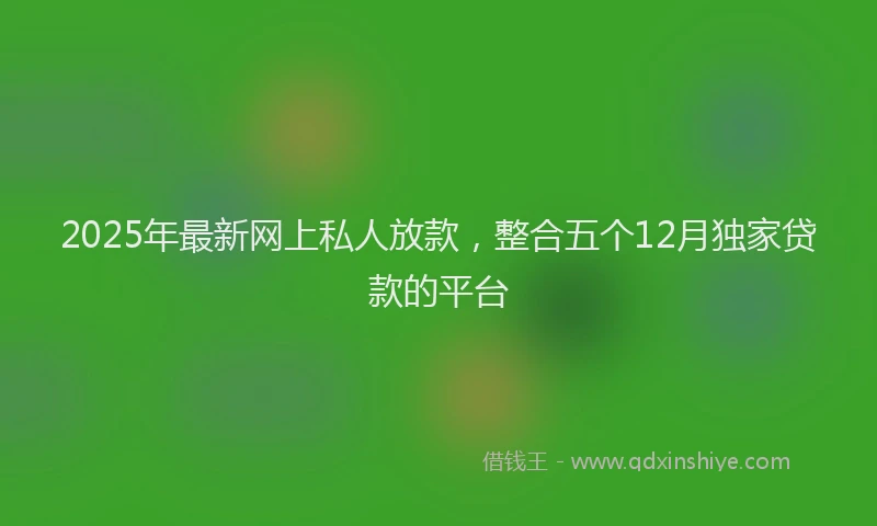 2025年最新网上私人放款，整合五个12月独家贷款的平台