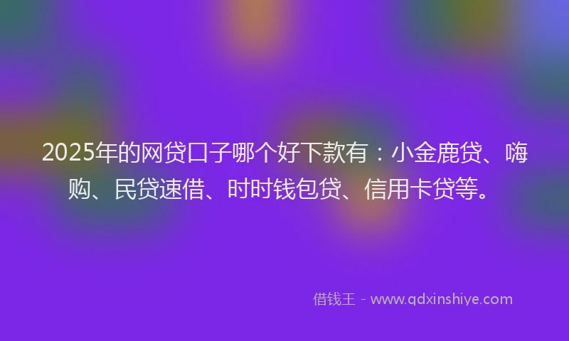2025年的网贷口子哪个好下款有：小金鹿贷、嗨购、民贷速借、时时钱包贷、信用卡贷等。