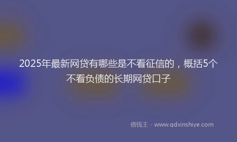 2025年最新网贷有哪些是不看征信的，概括5个不看负债的长期网贷口子