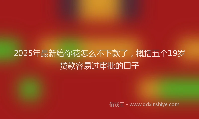 2025年最新给你花怎么不下款了，概括五个19岁贷款容易过审批的口子