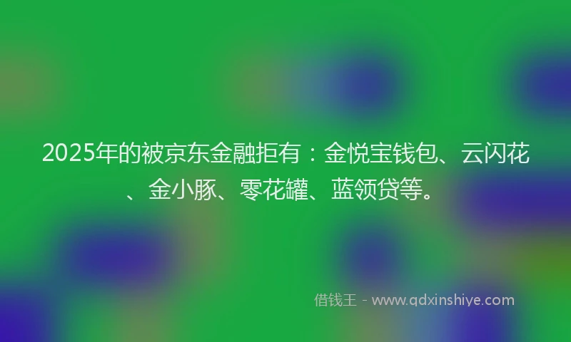2025年的被京东金融拒有：金悦宝钱包、云闪花、金小豚、零花罐、蓝领贷等。