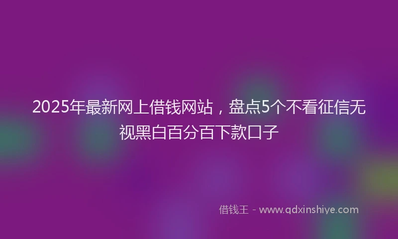 2025年最新网上借钱网站，盘点5个不看征信无视黑白百分百下款口子