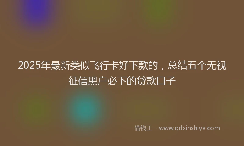 2025年最新类似飞行卡好下款的，总结五个无视征信黑户必下的贷款口子