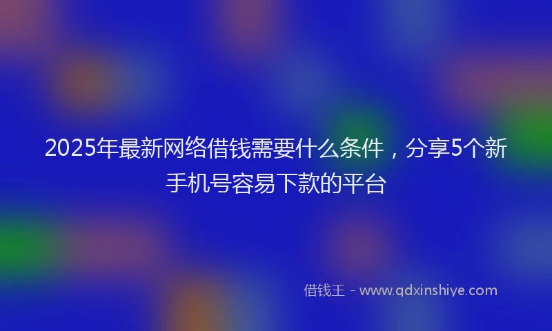 2025年最新网络借钱需要什么条件，分享5个新手机号容易下款的平台