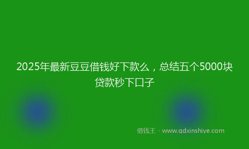 2025年最新豆豆借钱好下款么，总结五个5000块贷款秒下口子