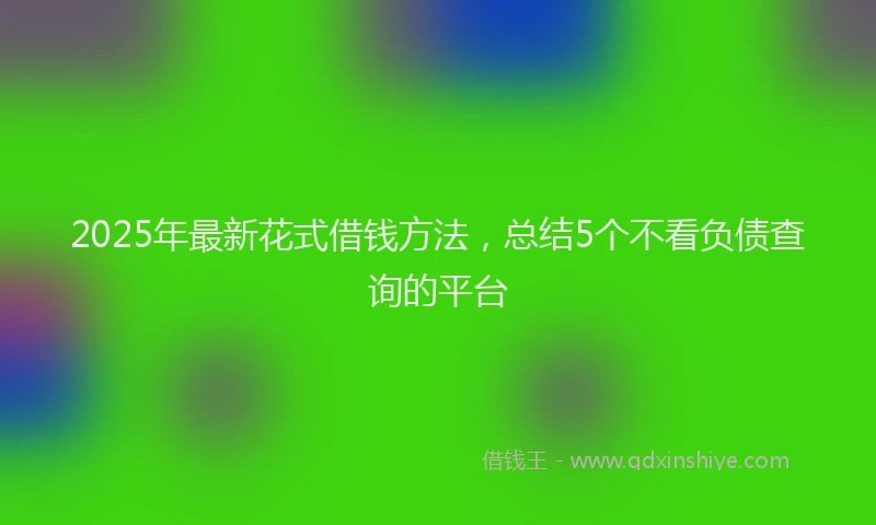 2025年最新花式借钱方法，总结5个不看负债查询的平台