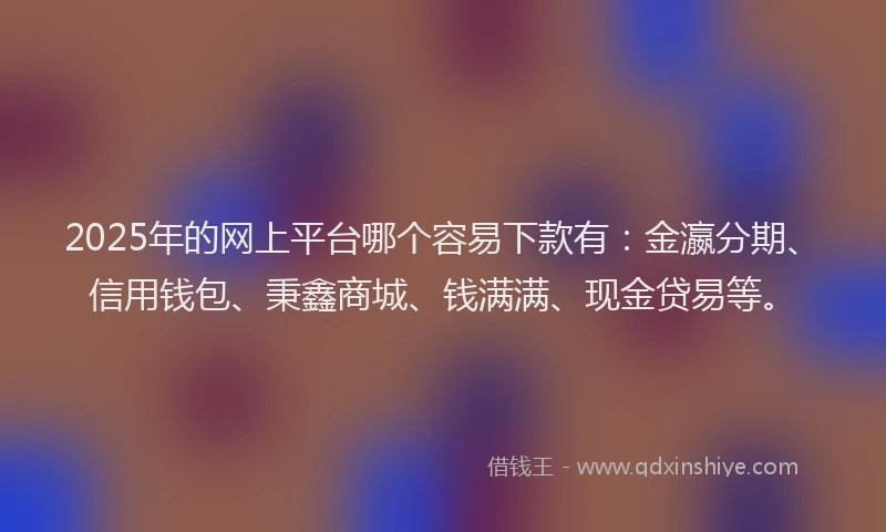 2025年的网上平台哪个容易下款有：金瀛分期、信用钱包、秉鑫商城、钱满满、现金贷易等。