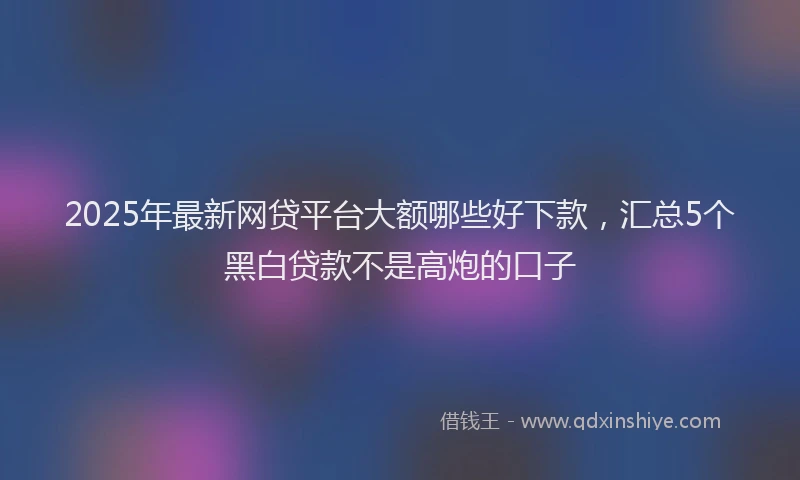 2025年最新网贷平台大额哪些好下款，汇总5个黑白贷款不是高炮的口子