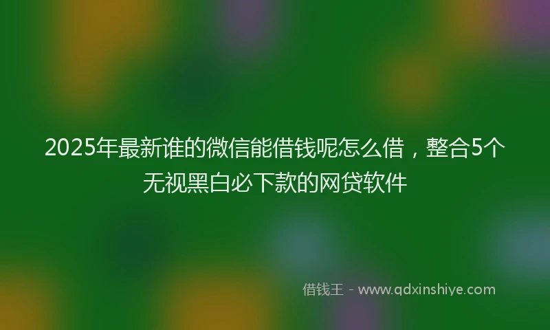 2025年最新谁的微信能借钱呢怎么借，整合5个无视黑白必下款的网贷软件