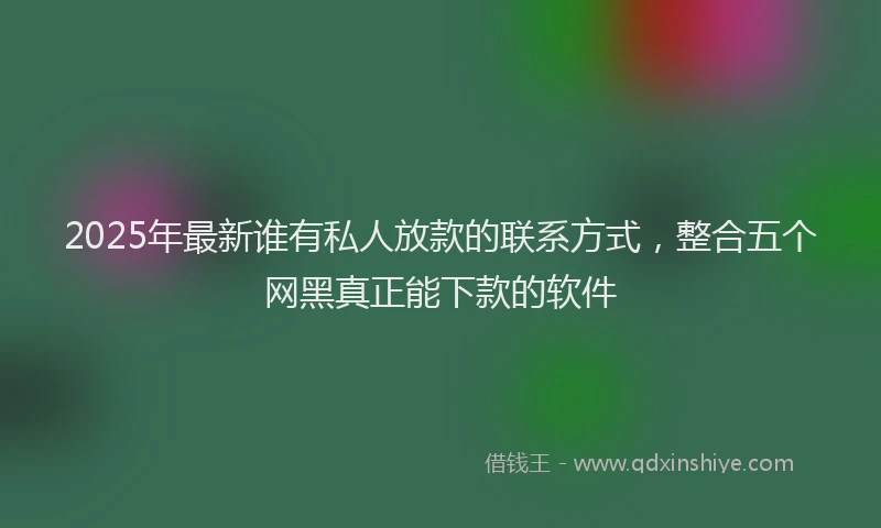 2025年最新谁有私人放款的联系方式，整合五个网黑真正能下款的软件