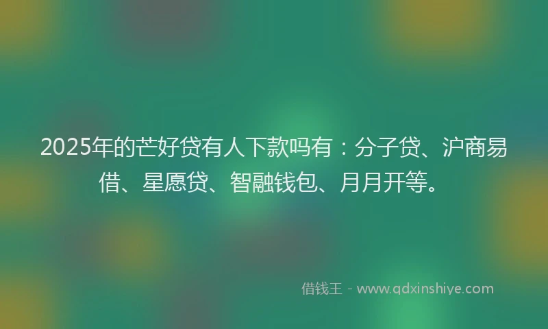 2025年的芒好贷有人下款吗有：分子贷、沪商易借、星愿贷、智融钱包、月月开等。