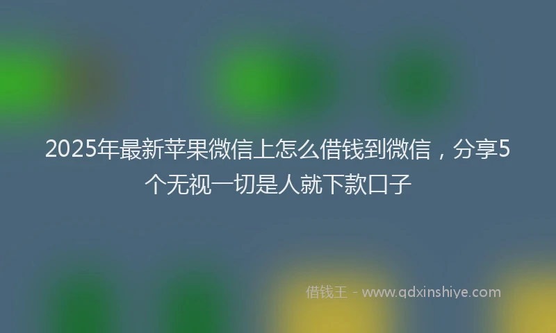 2025年最新苹果微信上怎么借钱到微信，分享5个无视一切是人就下款口子