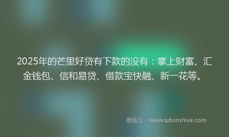 2025年的芒里好贷有下款的没有：掌上财富、汇金钱包、信和易贷、借款宝快融、新一花等。