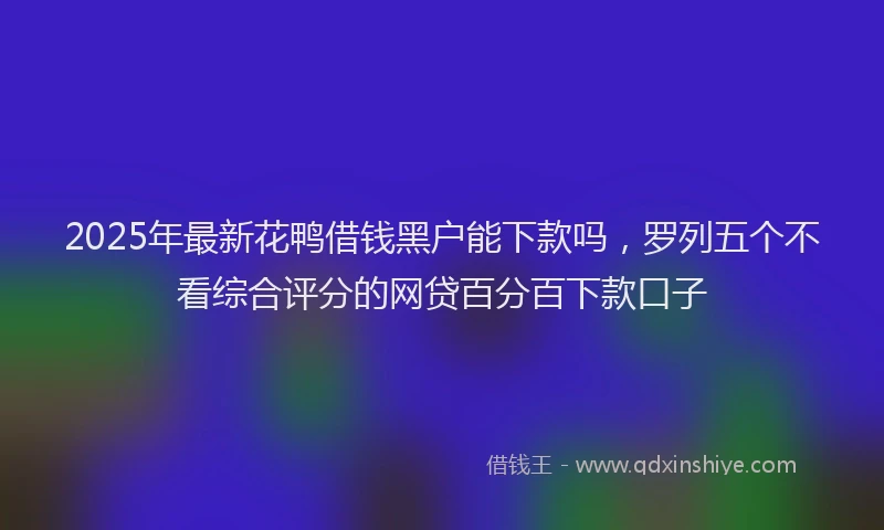 2025年最新花鸭借钱黑户能下款吗，罗列五个不看综合评分的网贷百分百下款口子