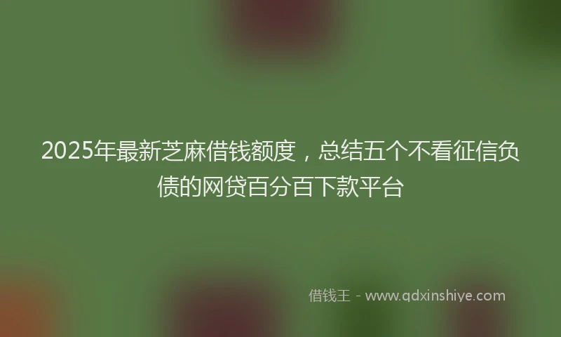2025年最新芝麻借钱额度，总结五个不看征信负债的网贷百分百下款平台