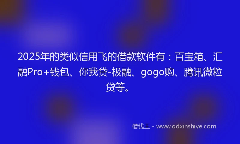2025年的类似信用飞的借款软件有：百宝箱、汇融Pro+钱包、你我贷-极融、gogo购、腾讯微粒贷等。