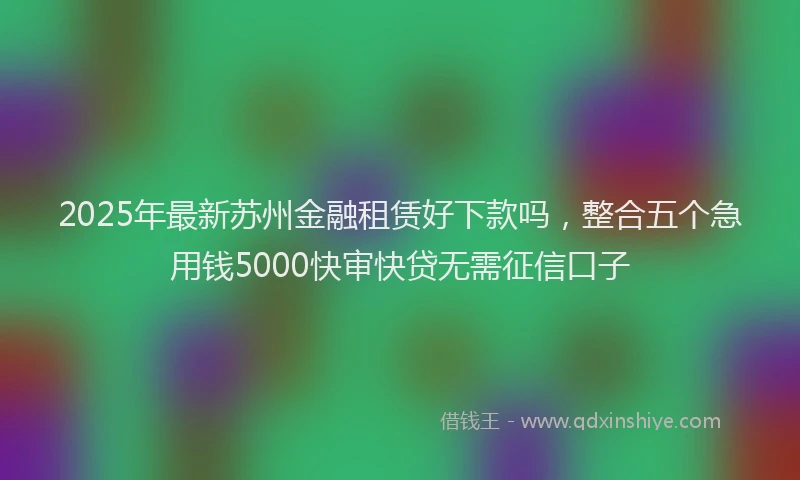2025年最新苏州金融租赁好下款吗，整合五个急用钱5000快审快贷无需征信口子