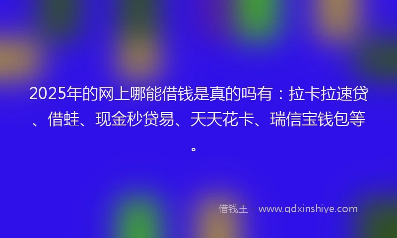 2025年的网上哪能借钱是真的吗有：拉卡拉速贷、借蛙、现金秒贷易、天天花卡、瑞信宝钱包等。