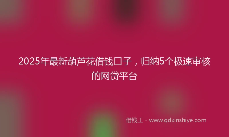 2025年最新葫芦花借钱口子，归纳5个极速审核的网贷平台