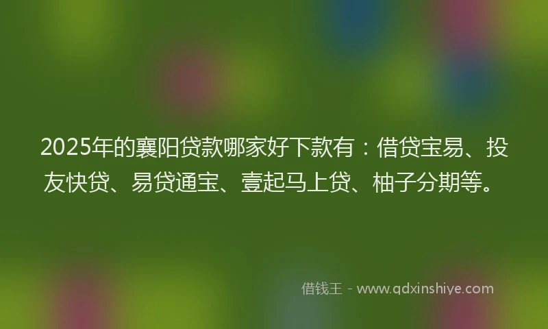 2025年的襄阳贷款哪家好下款有：借贷宝易、投友快贷、易贷通宝、壹起马上贷、柚子分期等。