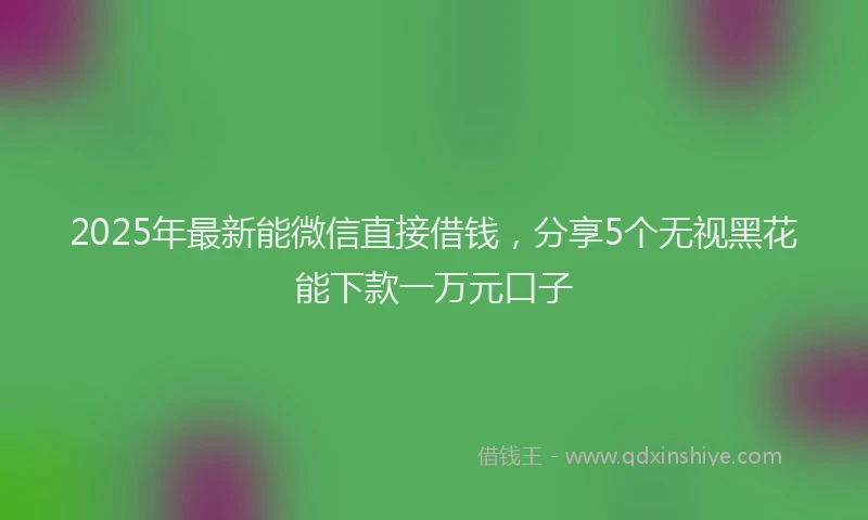 2025年最新能微信直接借钱，分享5个无视黑花能下款一万元口子