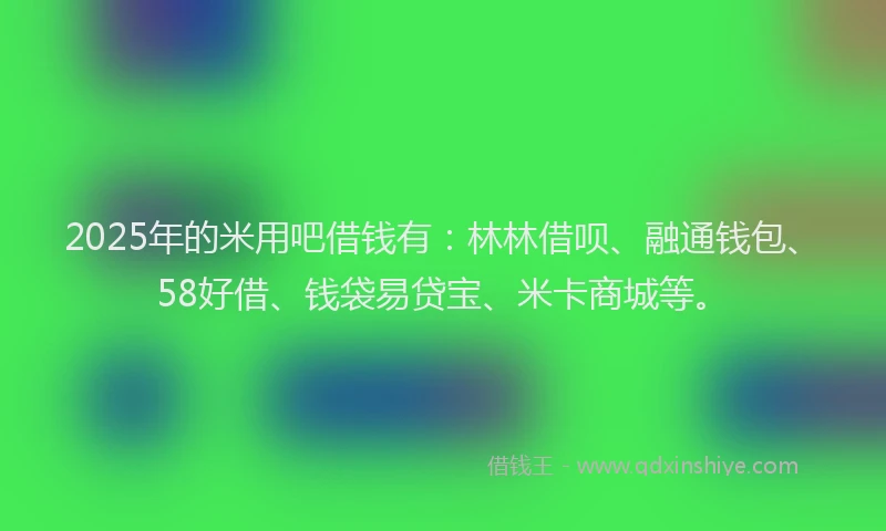 2025年的米用吧借钱有：林林借呗、融通钱包、58好借、钱袋易贷宝、米卡商城等。