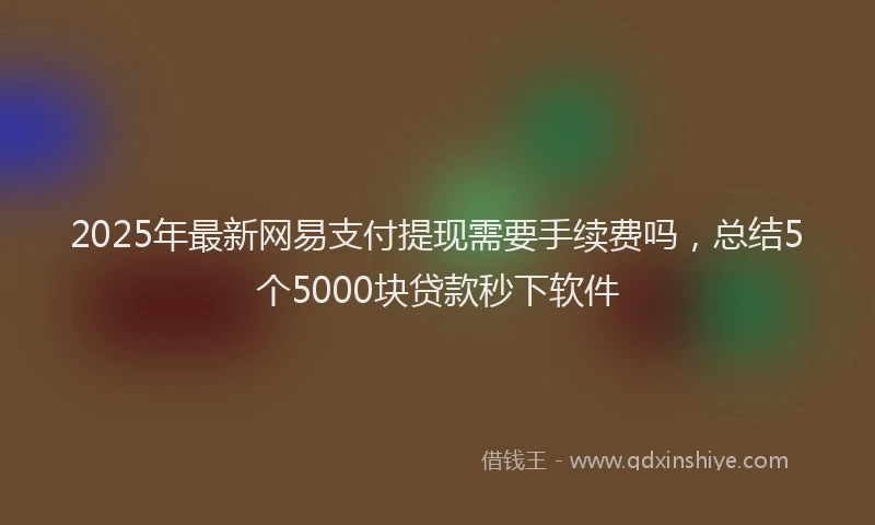 2025年最新网易支付提现需要手续费吗，总结5个5000块贷款秒下软件