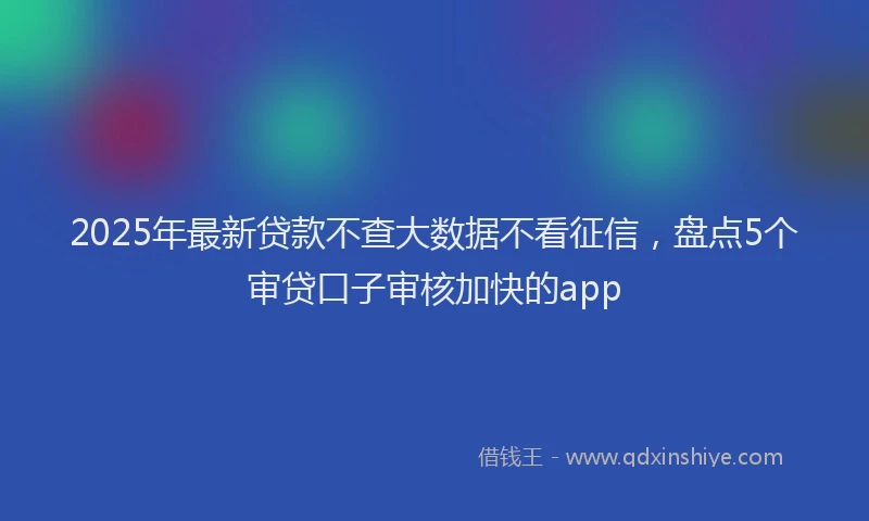 2025年最新贷款不查大数据不看征信，盘点5个审贷口子审核加快的app