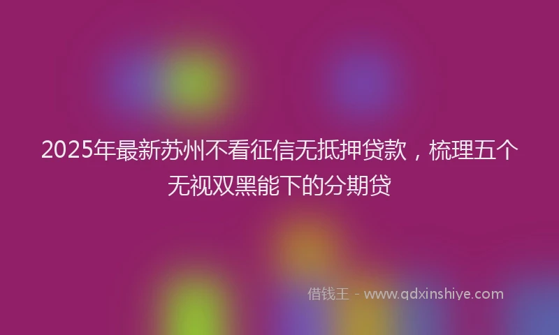 2025年最新苏州不看征信无抵押贷款，梳理五个无视双黑能下的分期贷
