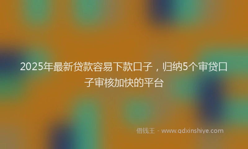 2025年最新贷款容易下款口子，归纳5个审贷口子审核加快的平台